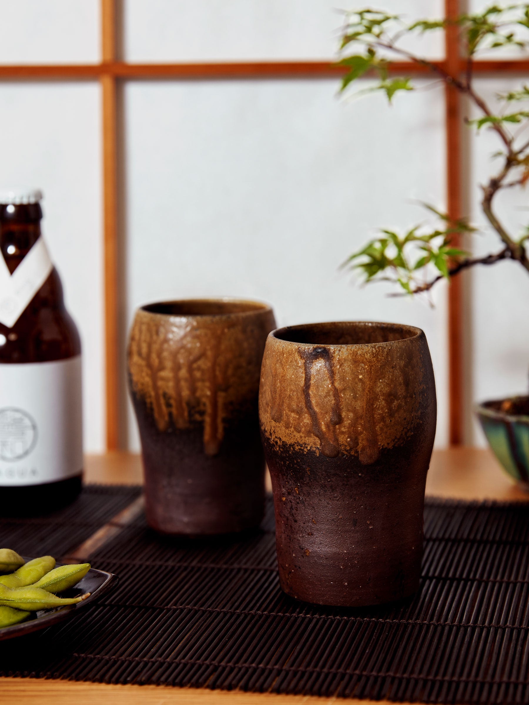 【備前焼 ビアマグ②】Bizen ware Beer mug ( 送料無料！) Goma Bizen Ware Beer Mug Set by Hozan | Japan Objects Store