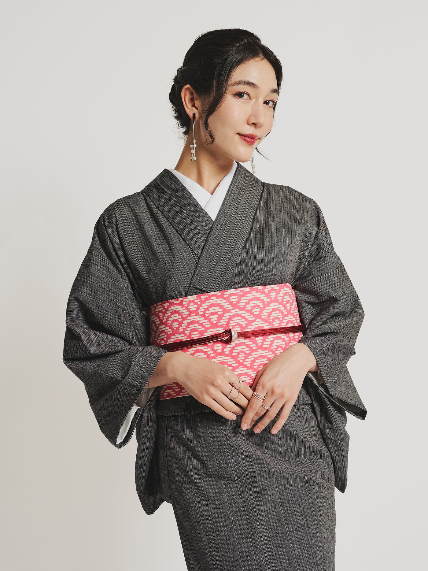 Kimono Noir Sumi en Coton Kurume