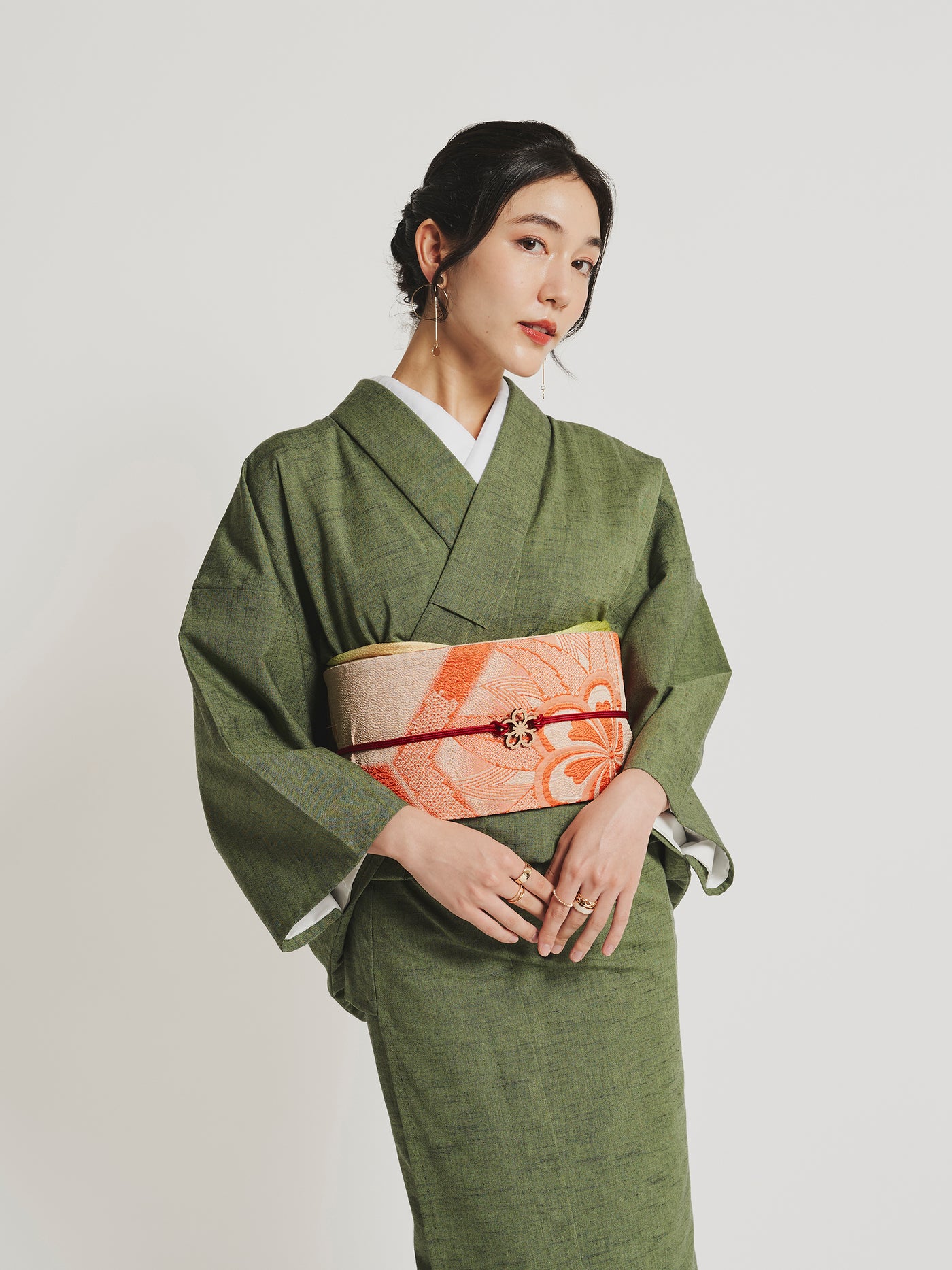 Matcha Green Kurume Cotton Kimono