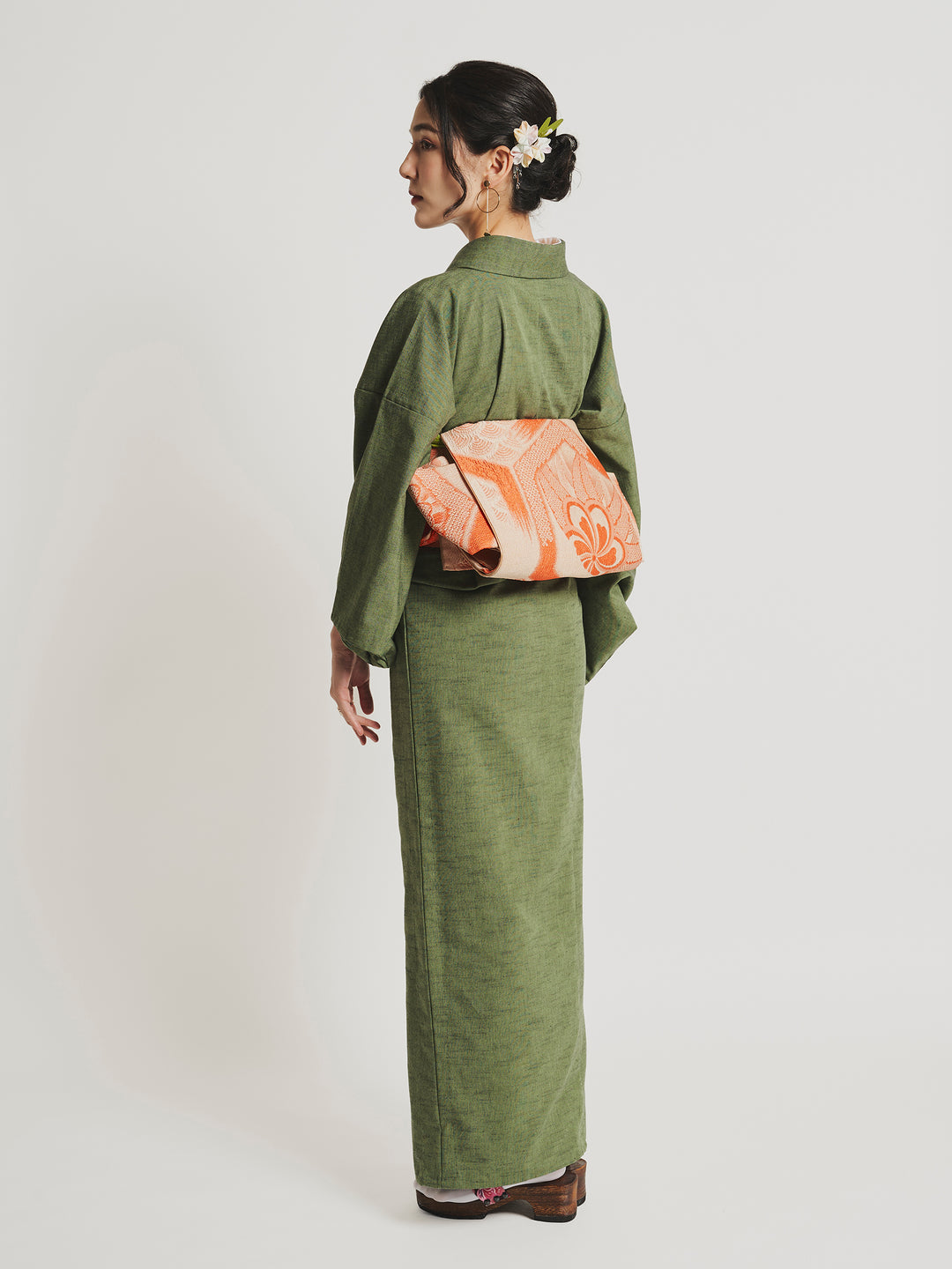 Matcha Green Kurume Cotton Kimono | Japan Objects Store