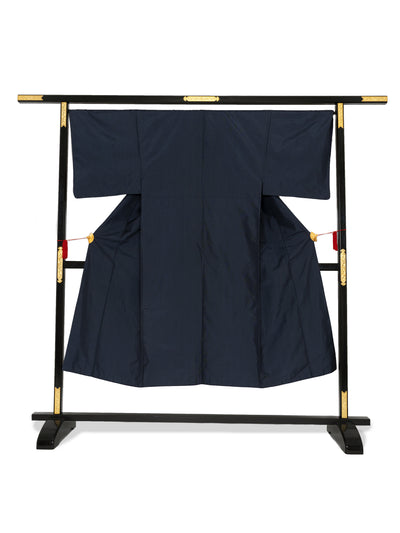 Men's Vintage Silk Navy Blue Japanese Kimono