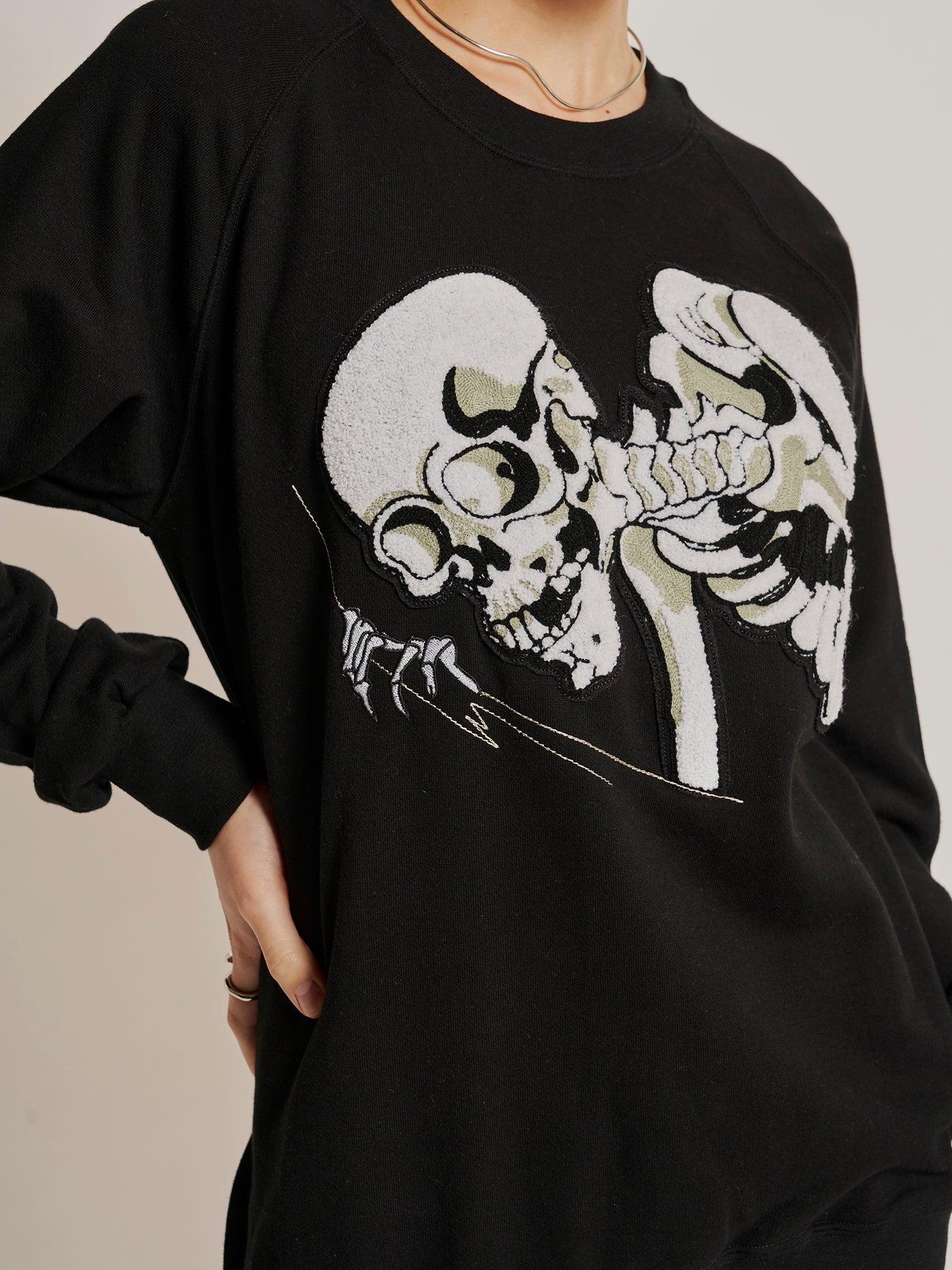 Sweat en Coton Brodé Kuniyoshi en Noir