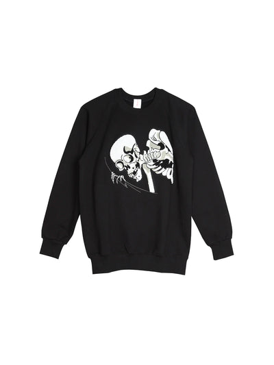 Kuniyoshi Embroidered Cotton Sweatshirt in Black