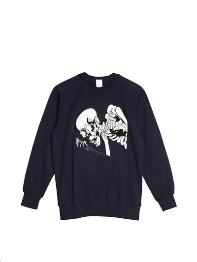 Kuniyoshi Embroidered Cotton Sweatshirt in Navy