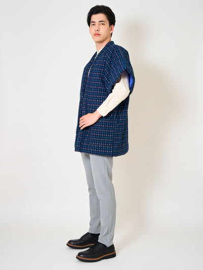 Mado Blue Short-Sleeve Hanten Padded Jacket