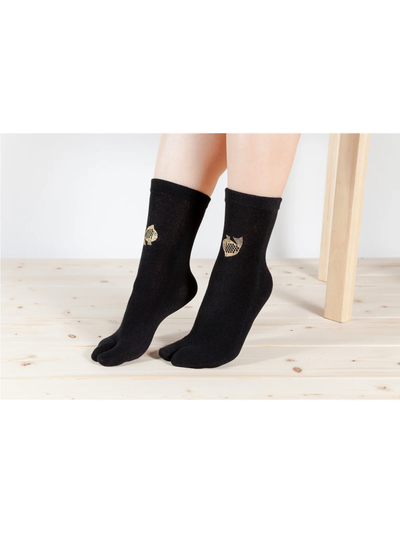 Happy Seabream Tabi Socks in Black