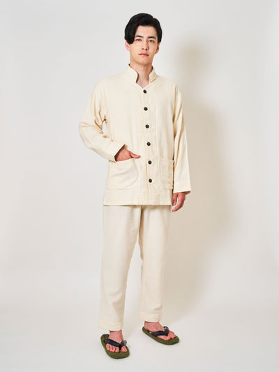 Samue Heritage-Cut Cotton Gauze Pajama Set in Ivory
