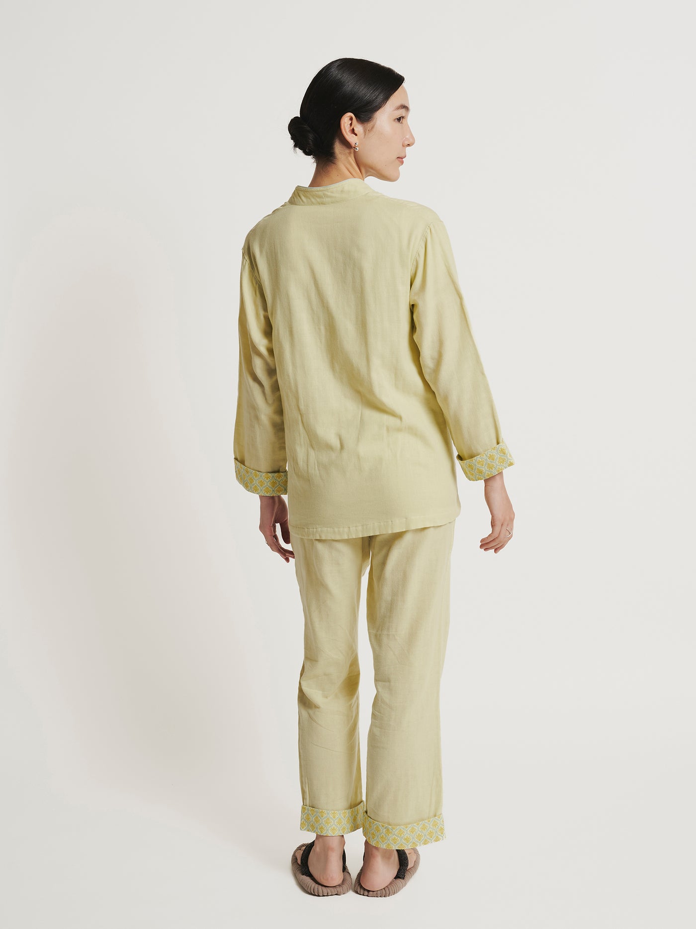 Pyjama Samue Contemporain en Gaze de Coton Vert Doux