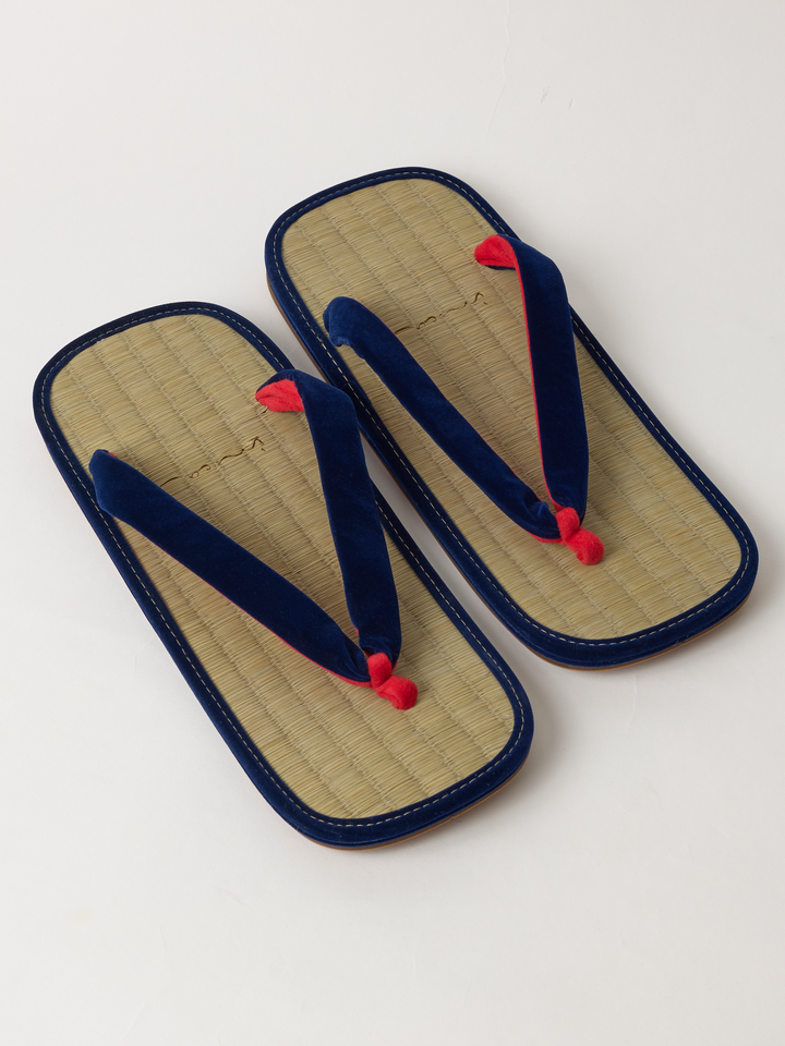 Navy Tatami Rush Grass Men's Setta Sandals | Japan Objects Store