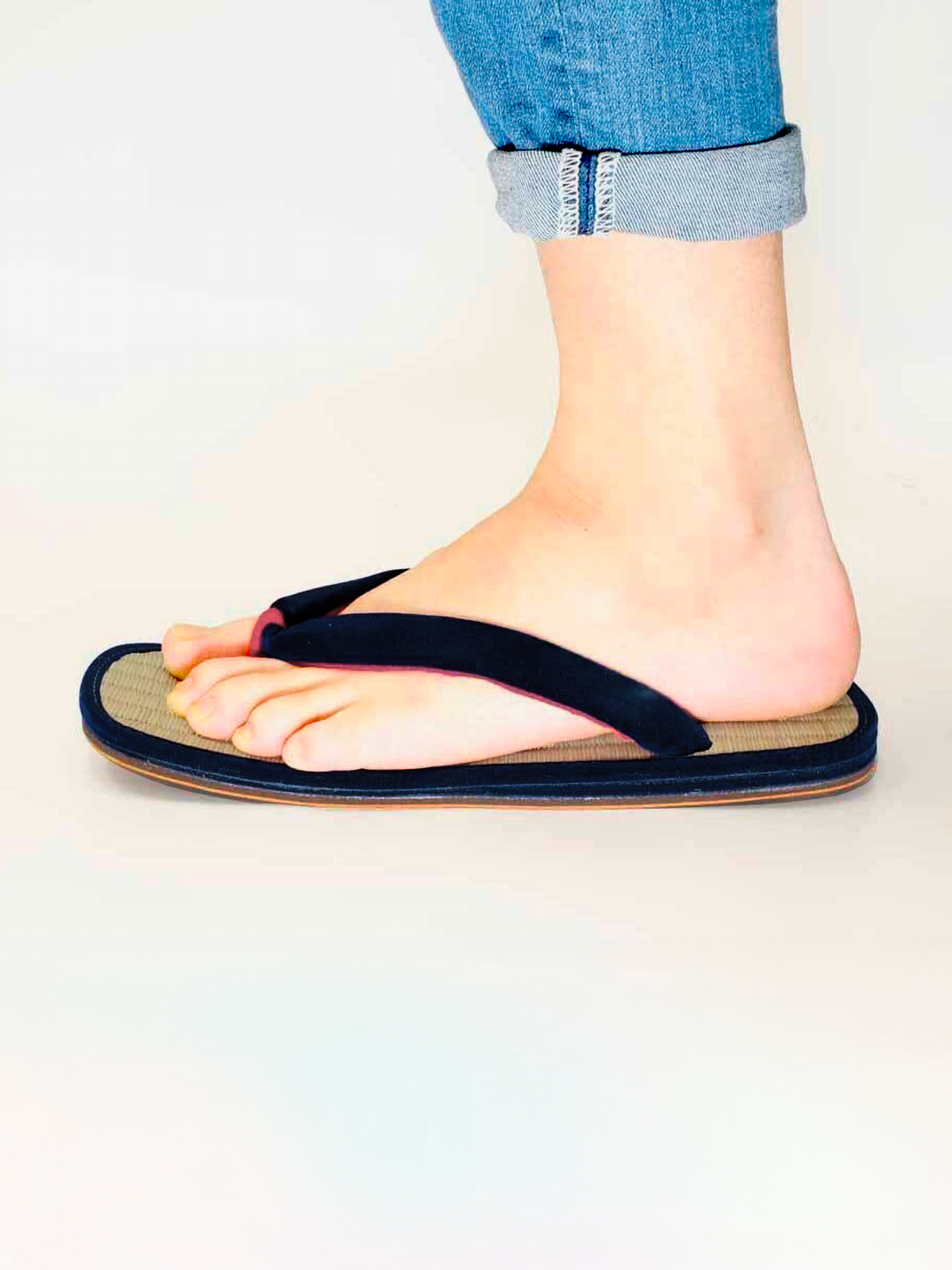 Navy Tatami Rush Grass Men's Setta Sandals | Japan Objects Store