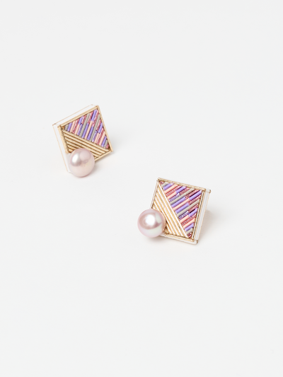 Mizuhiki Pink Pearl Earrings
