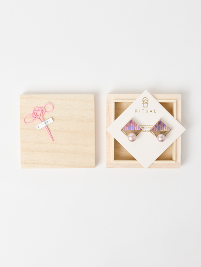 Mizuhiki Pink Pearl Earrings