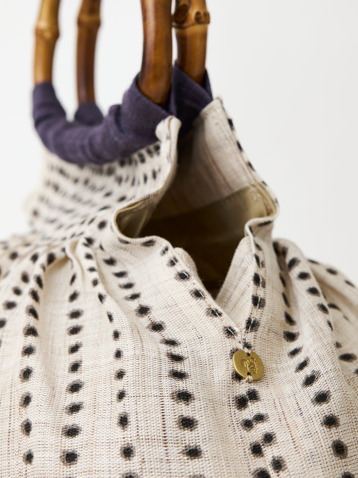 Shibori Bamboo Handle Linen Tote | Japan Objects Store