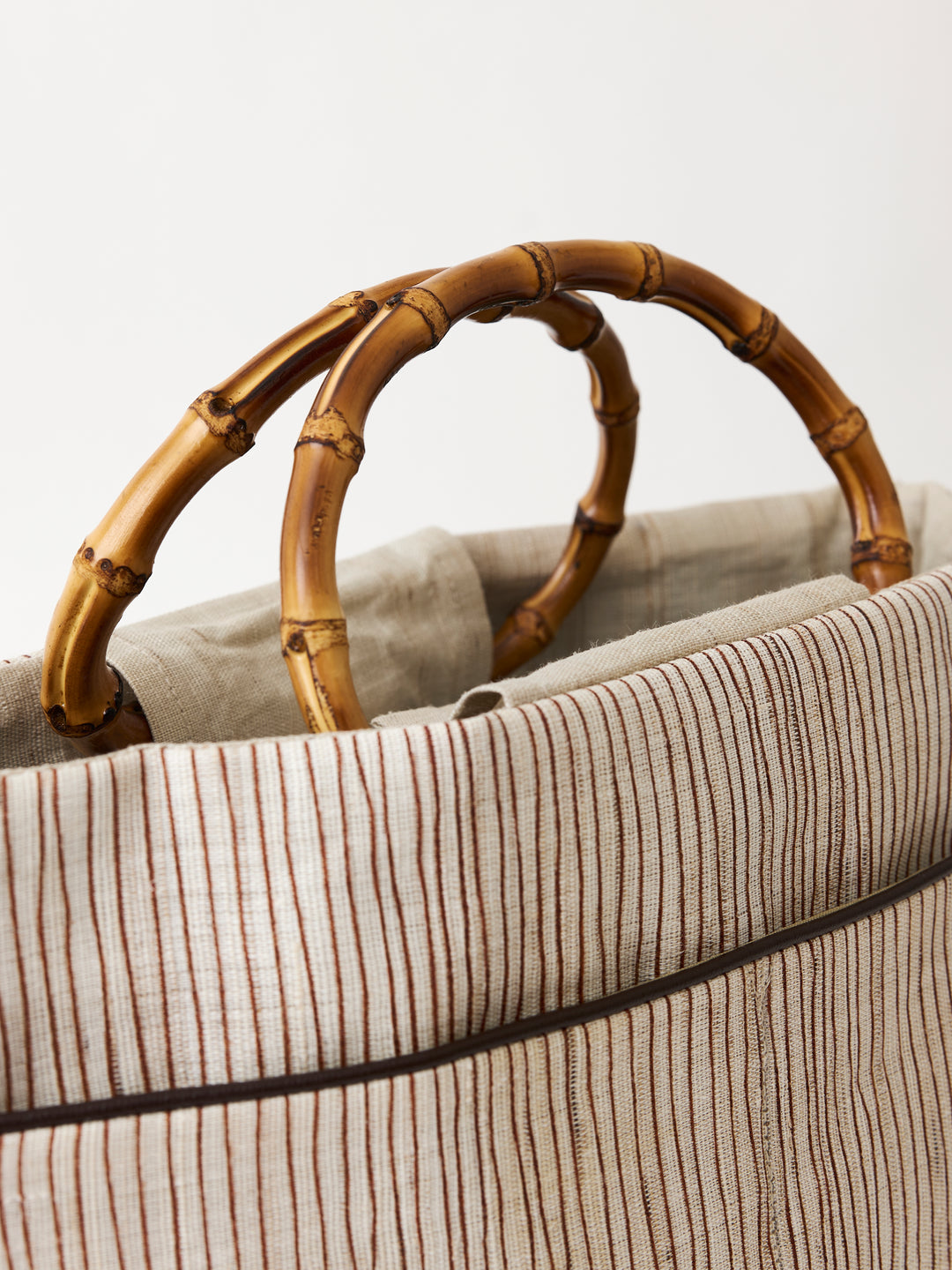 Tote Bag en Lin Shima Thé à Poignée en Bambou Japan Objects Store