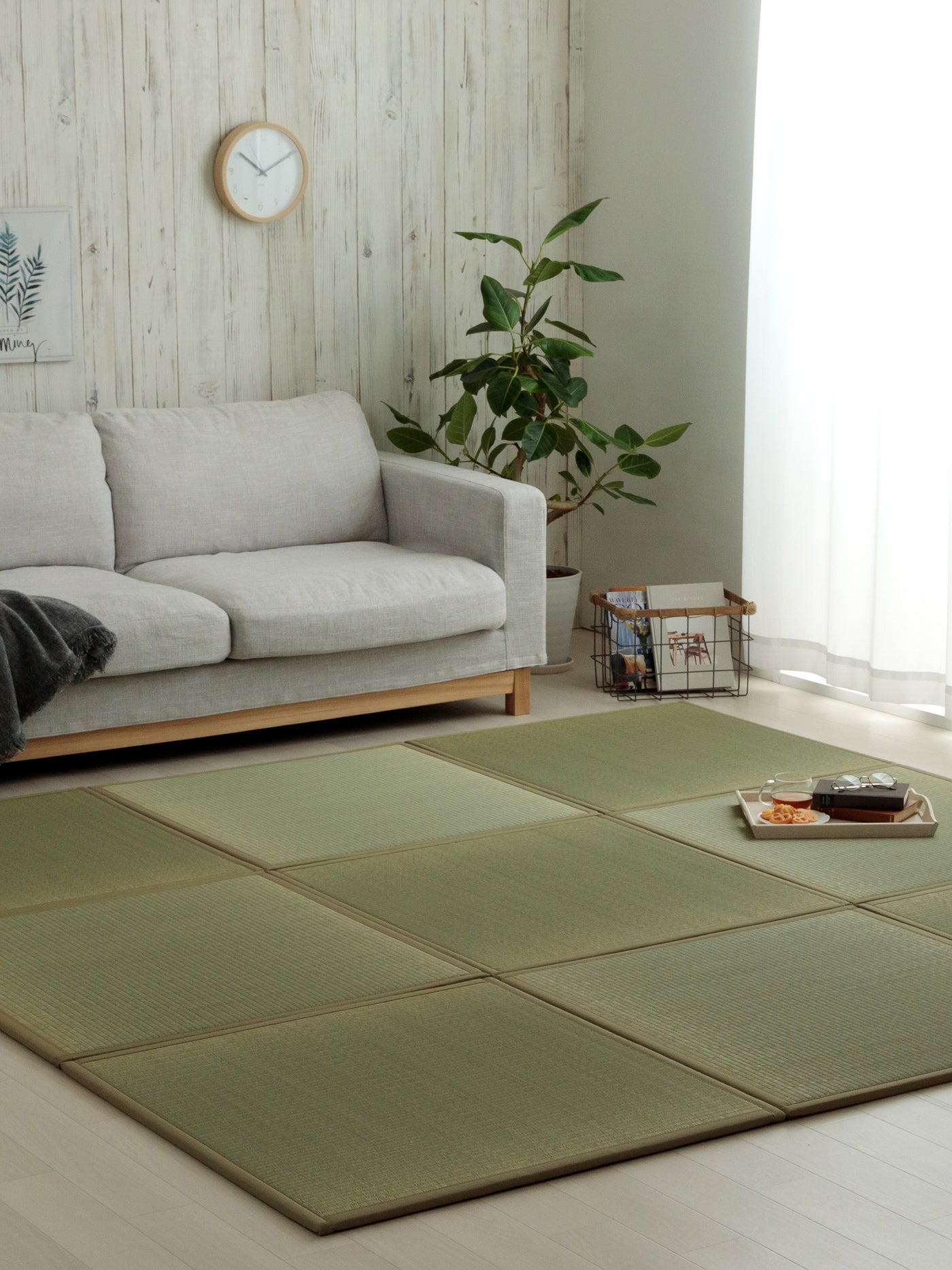 Rush Grass Modular Japanese Tatami Mat Set (2pcs)