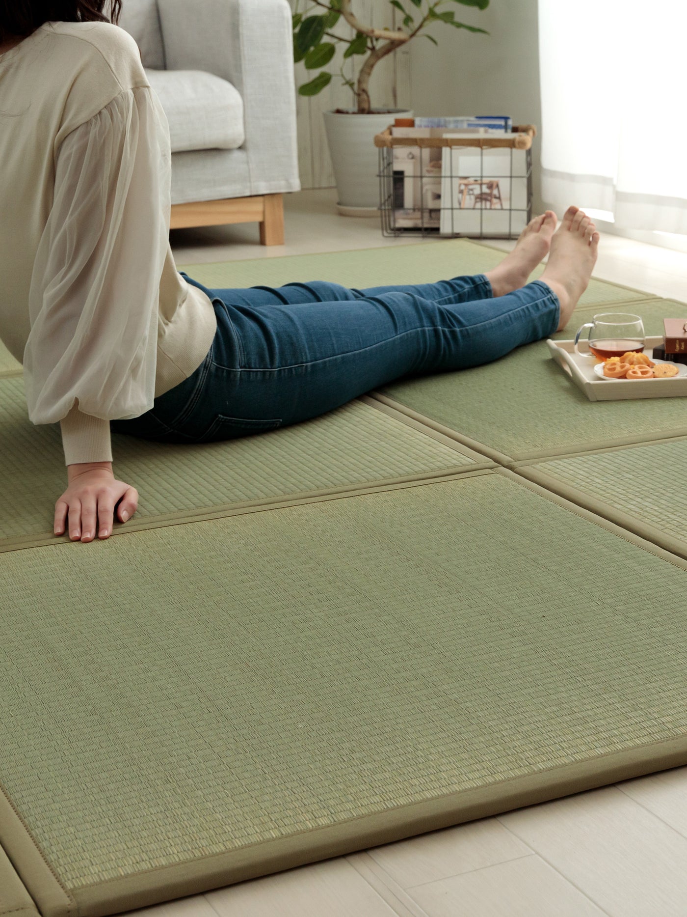 Rush Grass Modular Japanese Tatami Mat Set (2pcs)