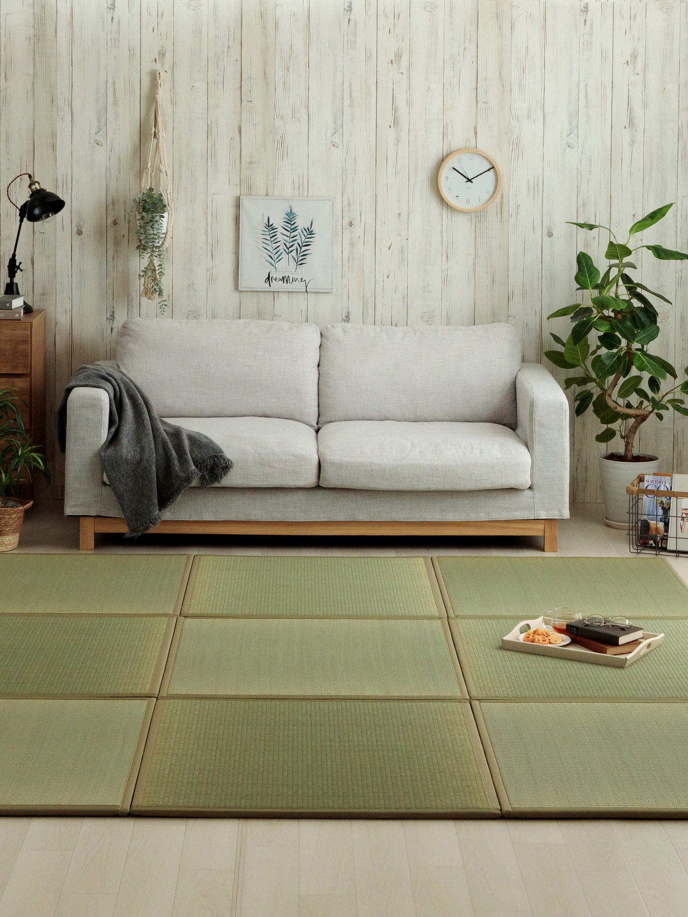 Rush Grass Modular Japanese Tatami Mat Set (2pcs)