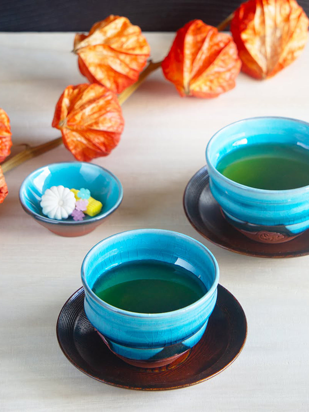 茶 Kei Ku Blue Kyoto Ware Teacup Set by Ninshu | Japan Objects Store