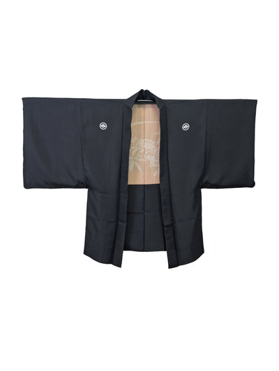 古着黑绞染男士羽织和服外套