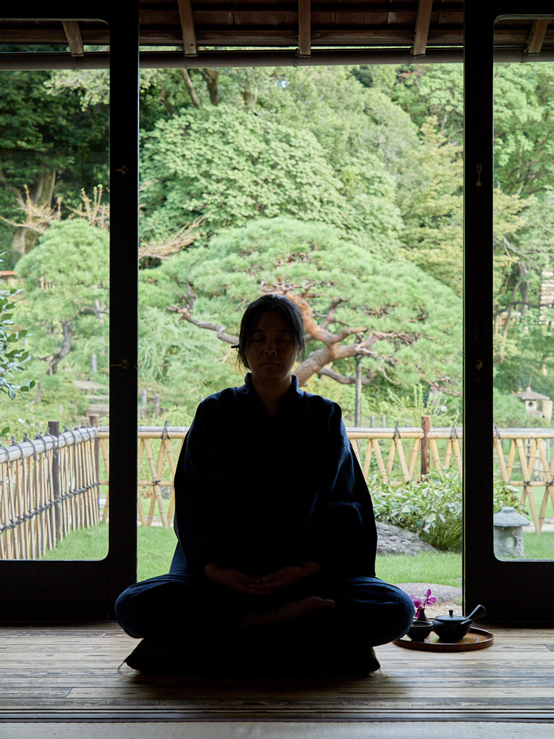 Meditation Cushions Set – Asanoha Navy | Japan Object Store
