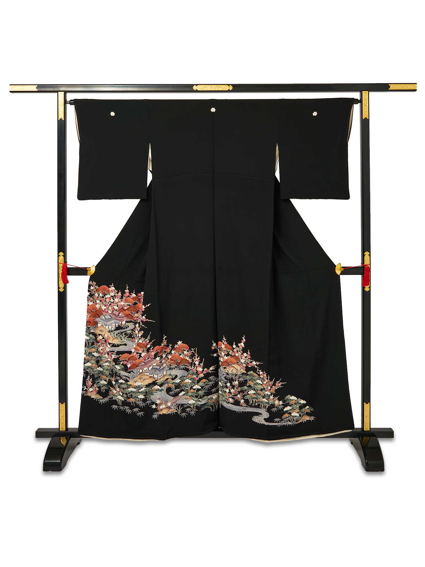 Women's Vintage Black Hanamura Silk Japanese Kimono