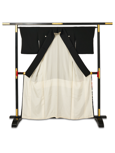 Women's Vintage Black Hanamura Silk Japanese Kimono