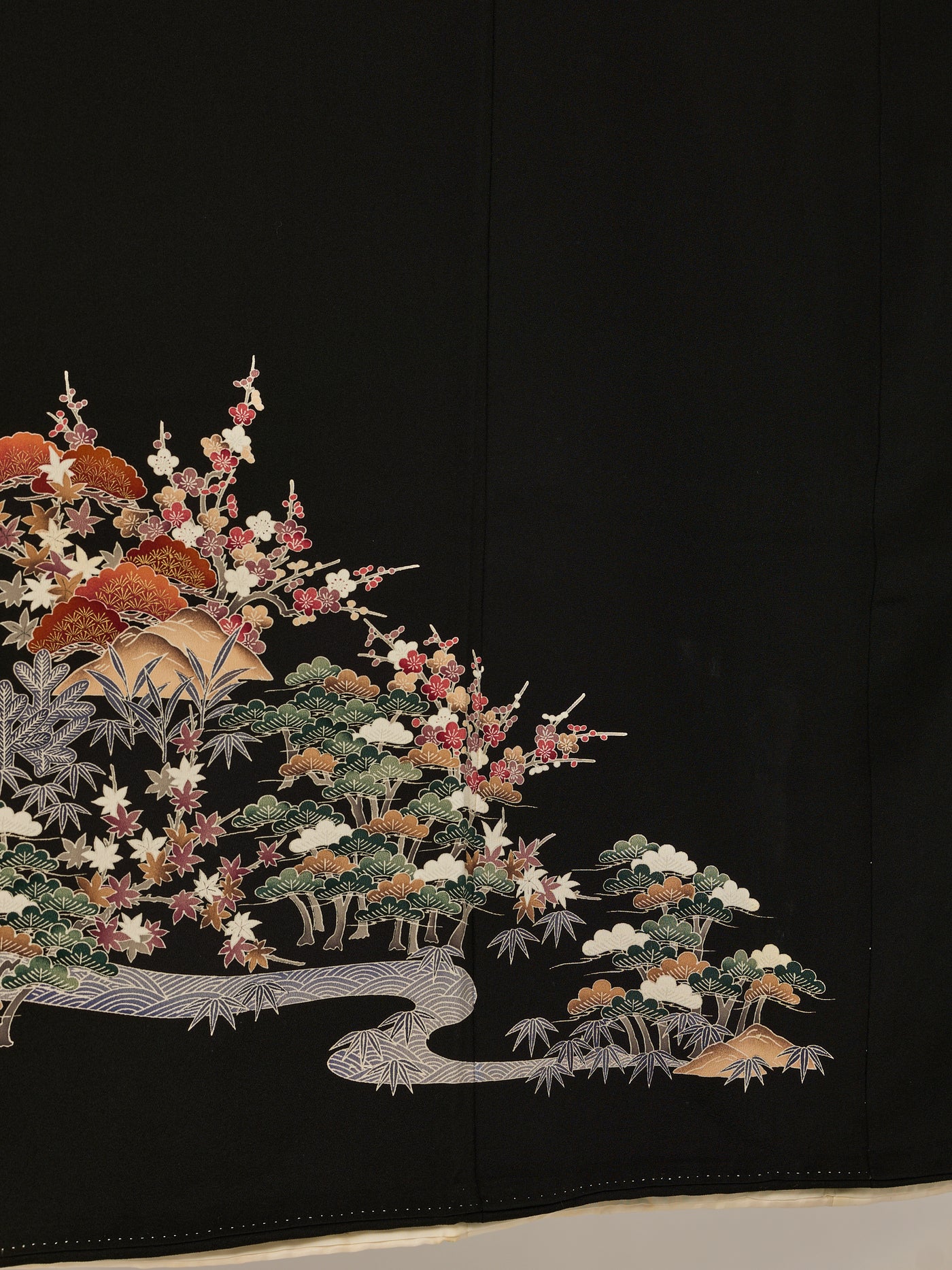 Women's Vintage Black Hanamura Silk Japanese Kimono