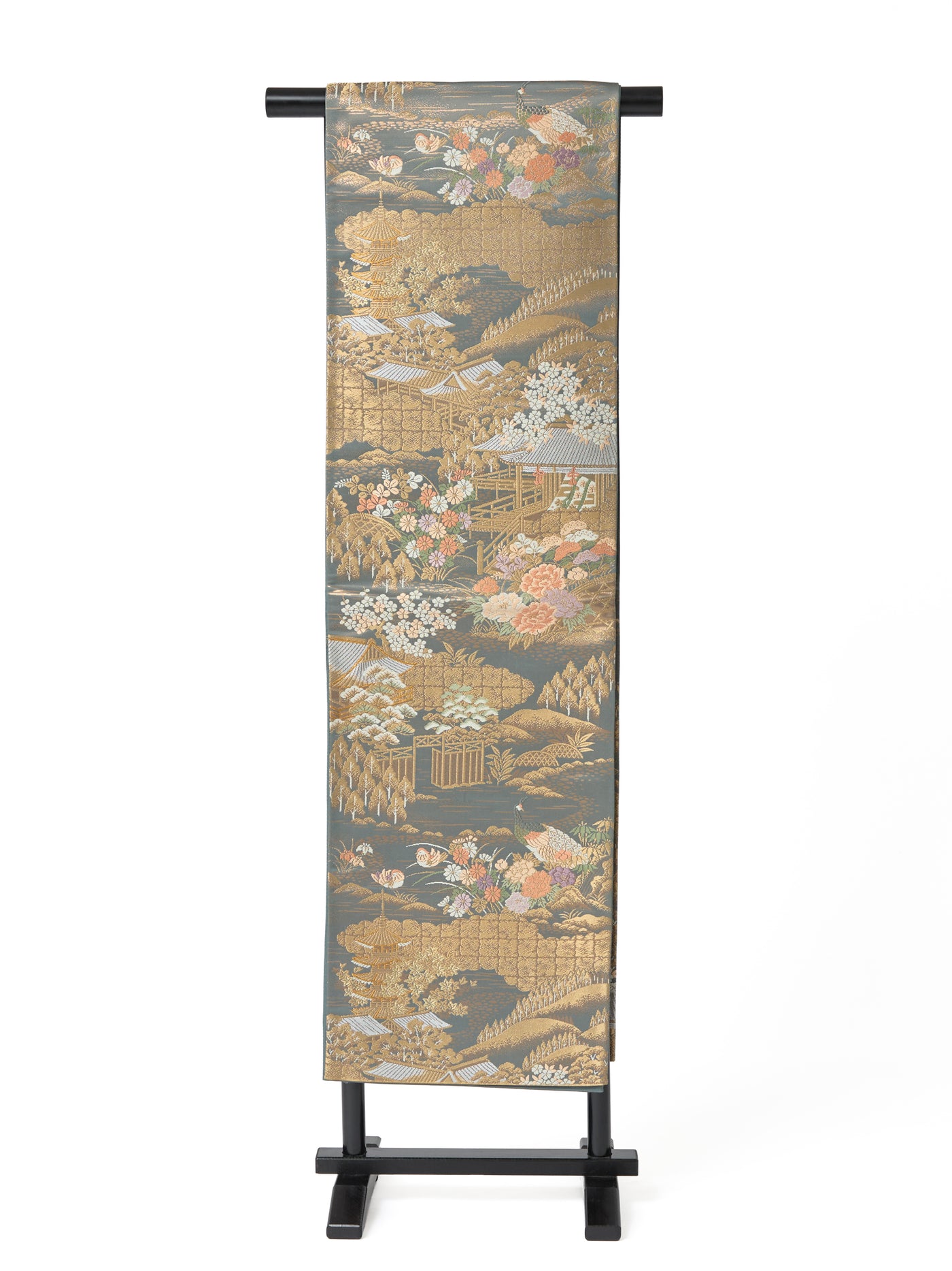 Vintage Silk Hanhaba Obi Belt O0207Z Vintage Japanese Kimono Brown HANHABA OBI half width  main image 3