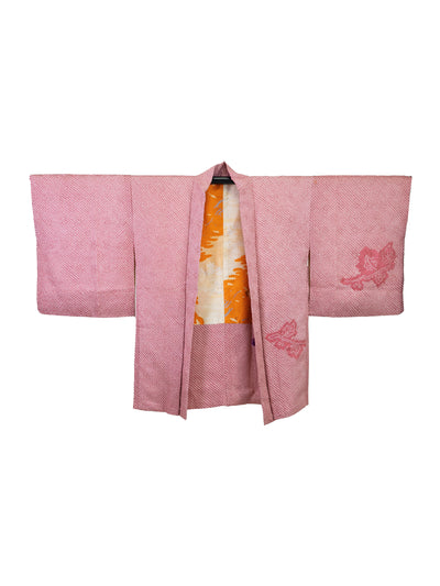 Veste Haori Vintage Shibori Rose pour Femme
