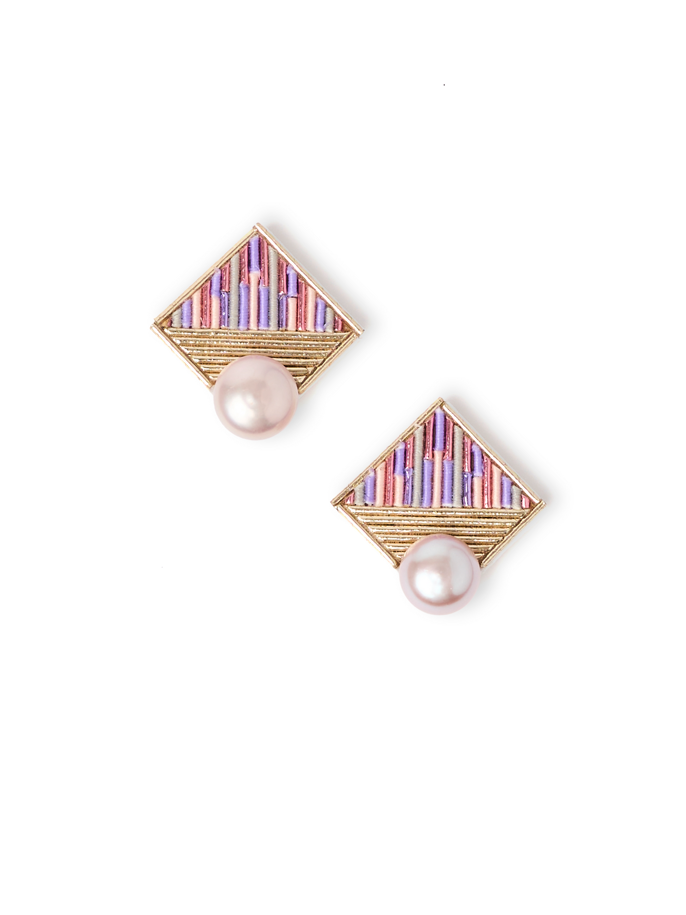 Mizuhiki Pink Pearl Earrings