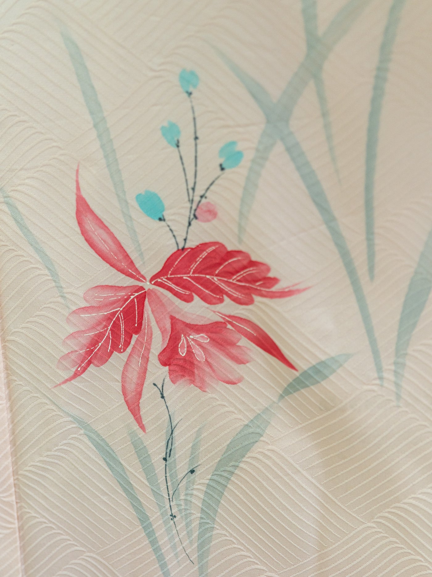 古着蓝花真丝和服