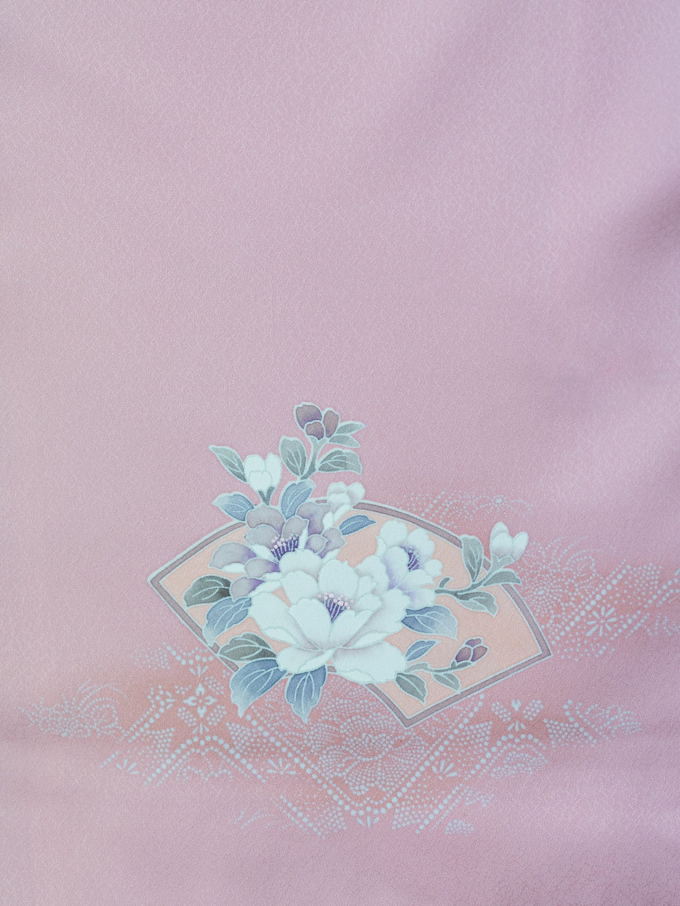 古着茶花扇真丝和服