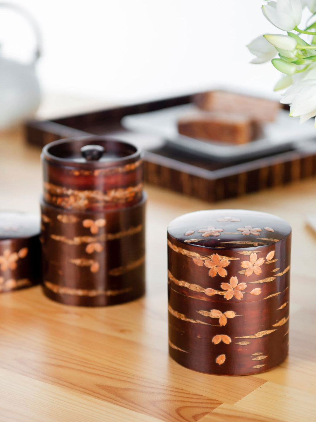 Medium Sakura Cherry Bark Tea Caddy by Denshiro | Japan Objects Store