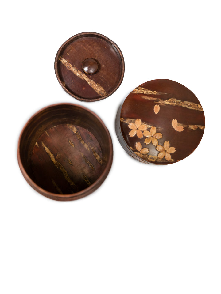 茶 masa Tall Sakura Cherry Bark Tea Caddy by Denshiro | Japan Objects Store