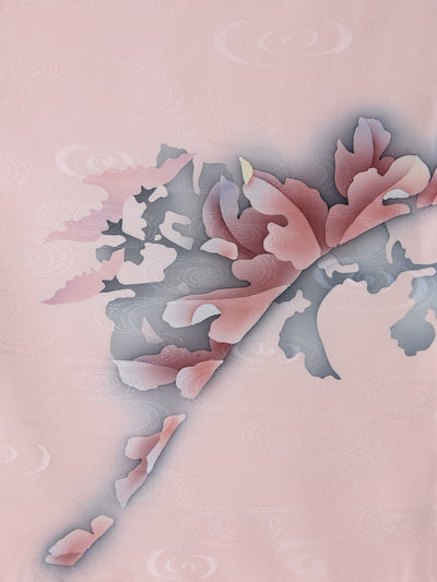 Vintage Silk Botan Japanese Kimono Sleeve