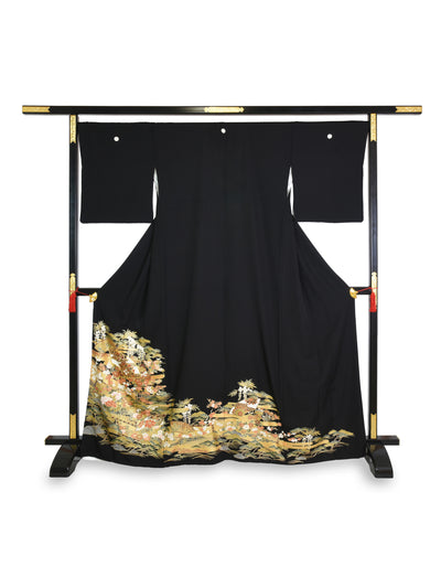 Vintage Silk Garden Black Kimono