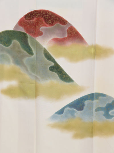 Vintage Silk Ivory White Japanese Kimono Detail