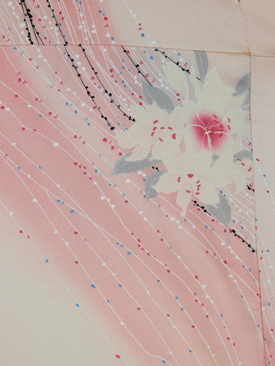 Vintage Silk Pink Flowers Kimono