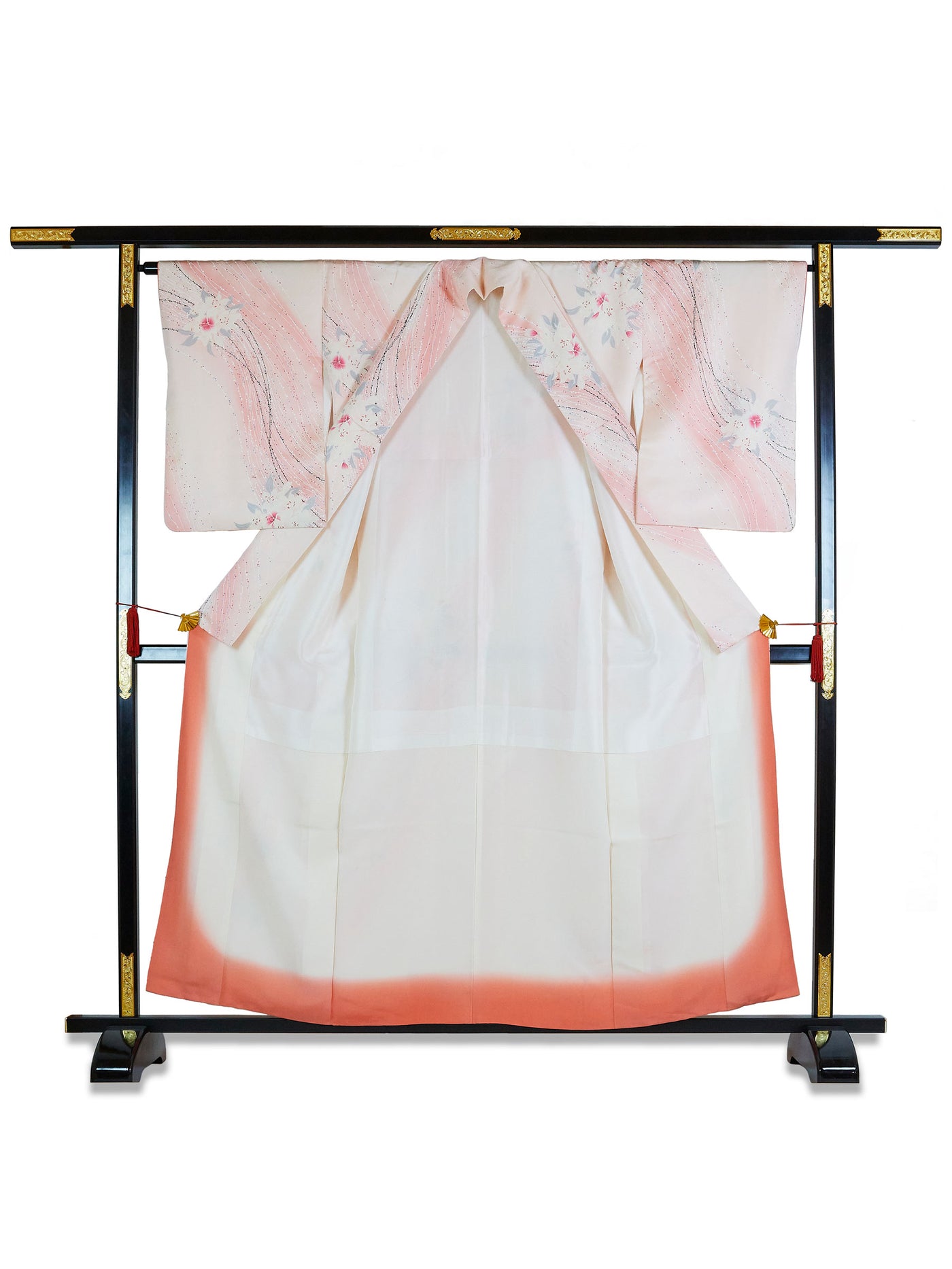 Vintage Silk Pink Flowers Kimono