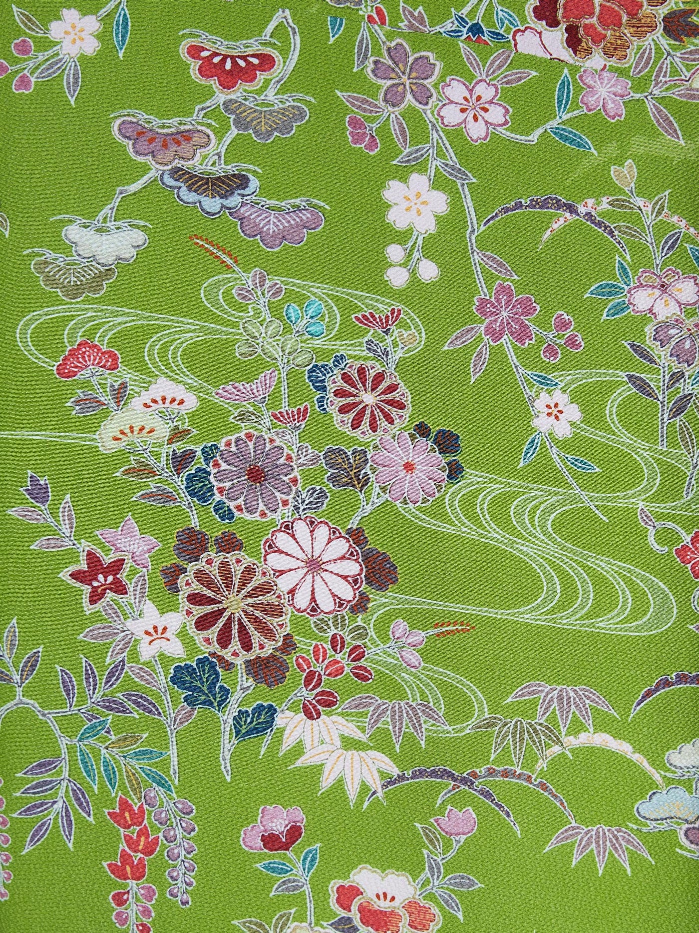 Kimono Japonais Vintage à Fleurs en Soie