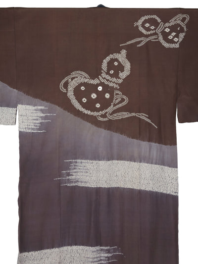 Vintage Shibori Men's Nagajuban Silk Robe