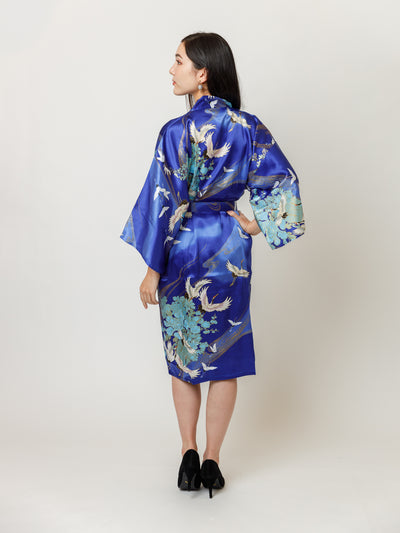Tancho Silk Kimono Robe Back