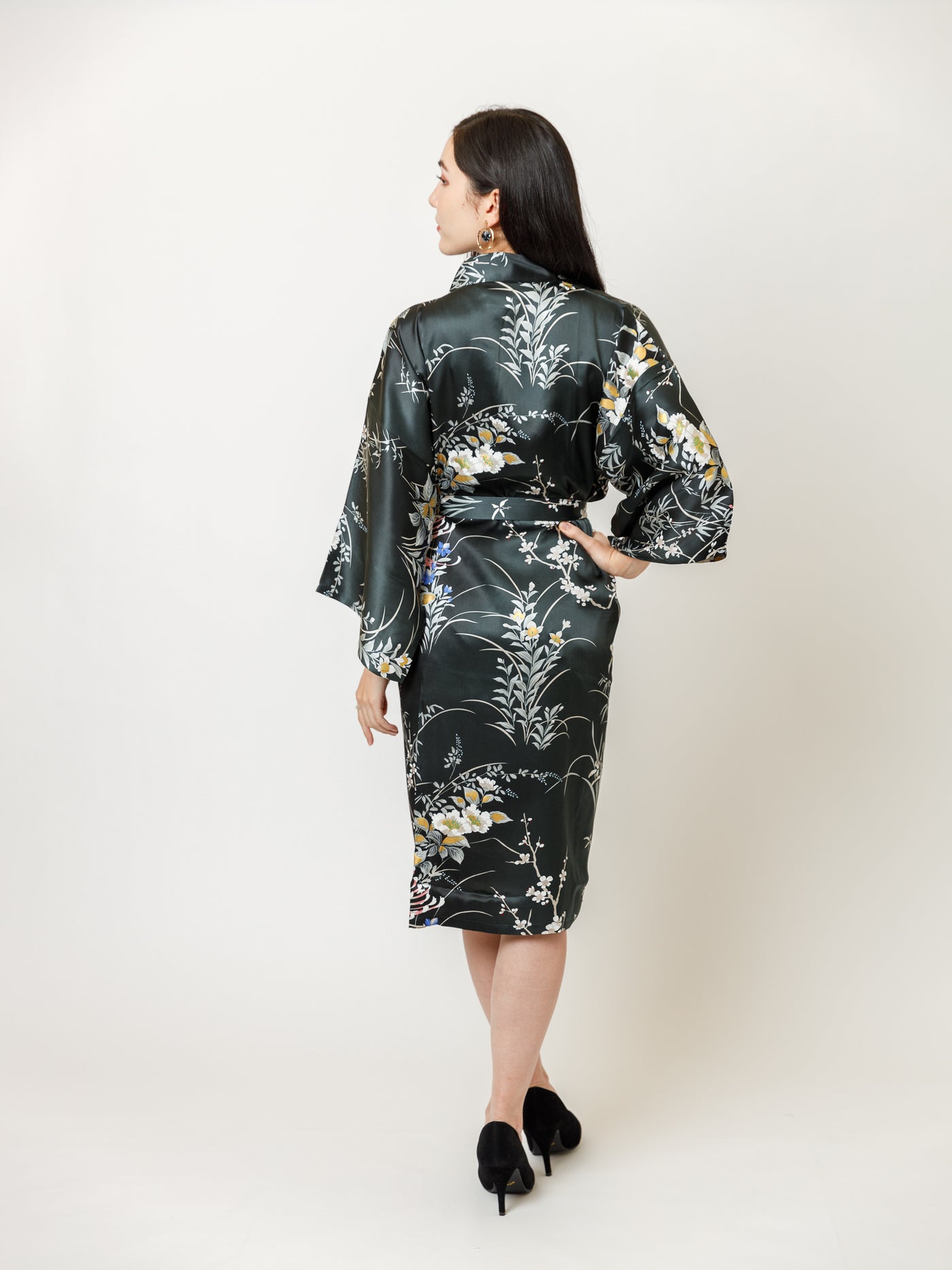 Hana Silk Kimono Robe Back
