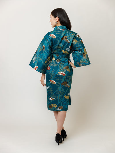 Sensu Cotton-Satin Kimono Robe Back