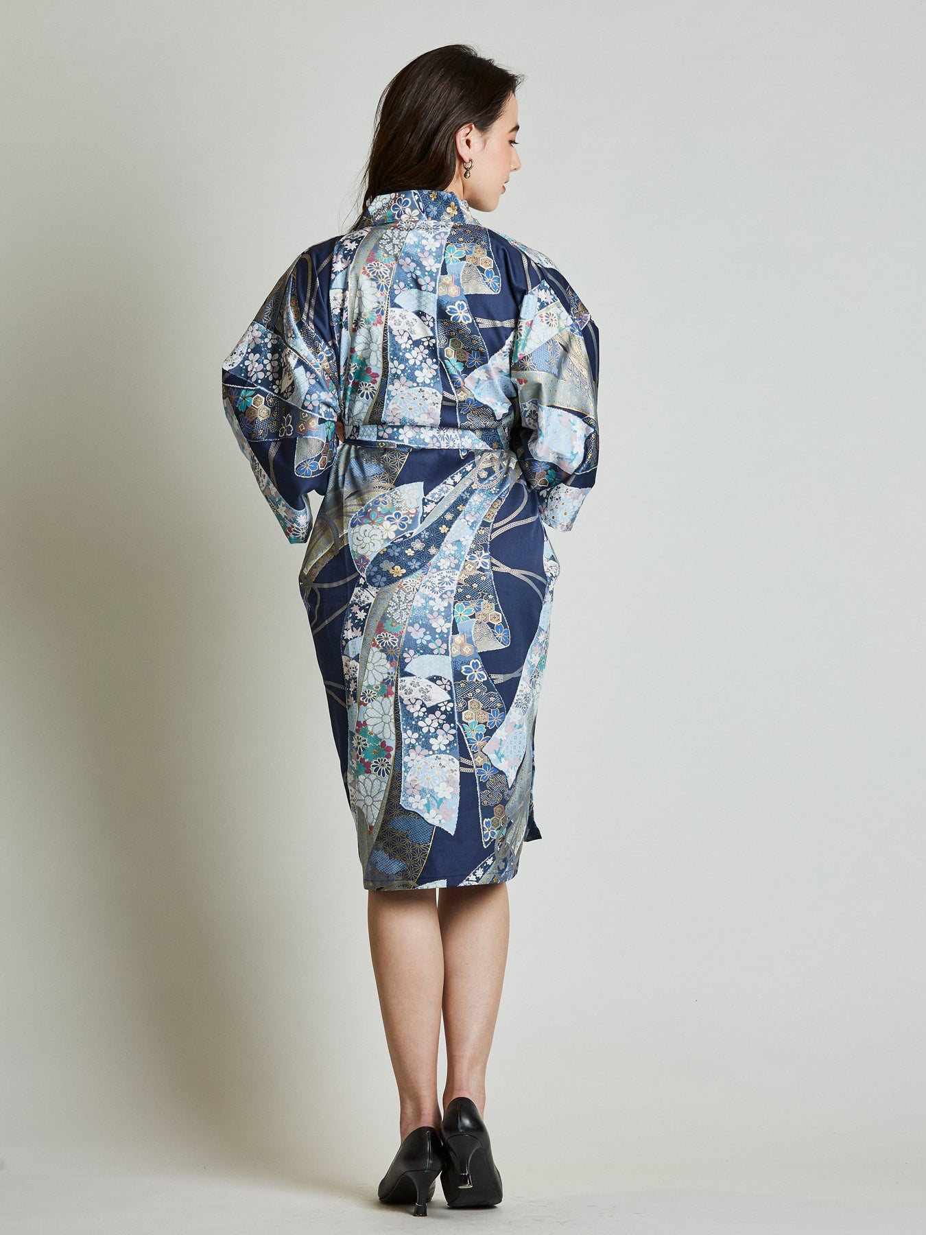 Floral Ribbon Cotton-Satin Kimono Robe | Japan Objects Store