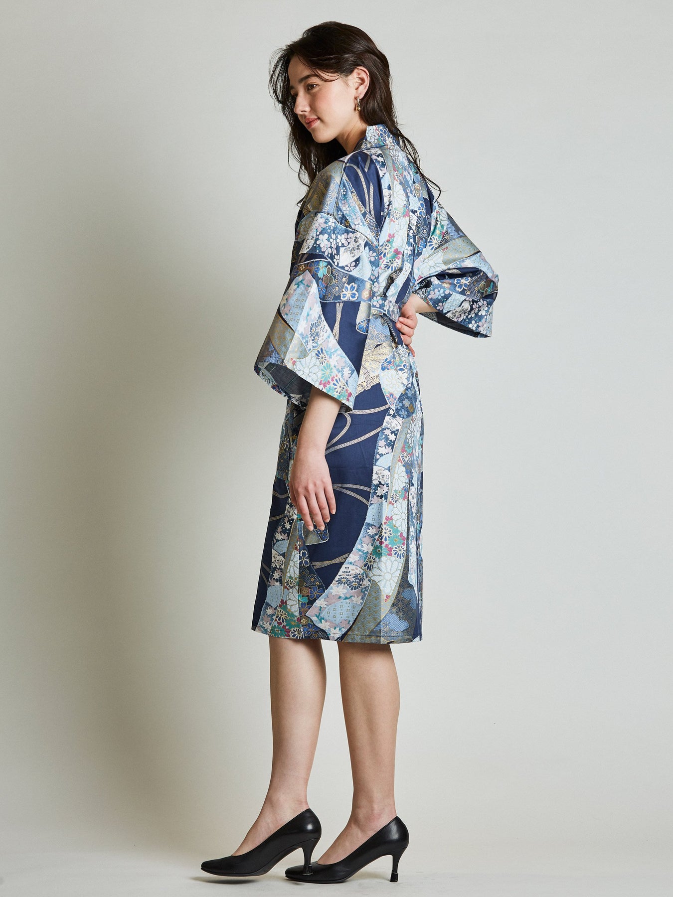 Floral Ribbon Cotton-Satin Kimono Robe | Japan Objects Store