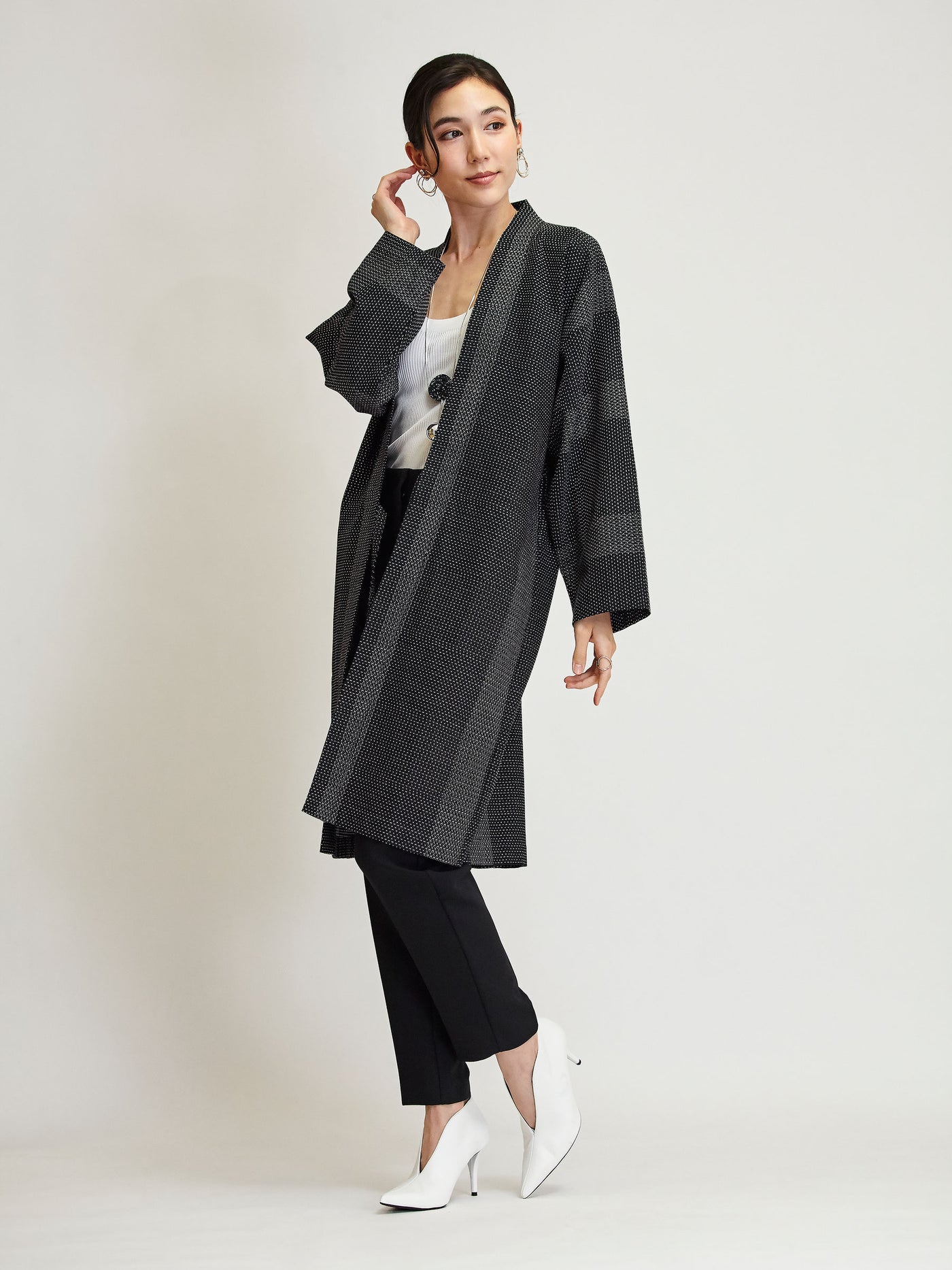 Miyako Black Haori Long Kimono Jacket