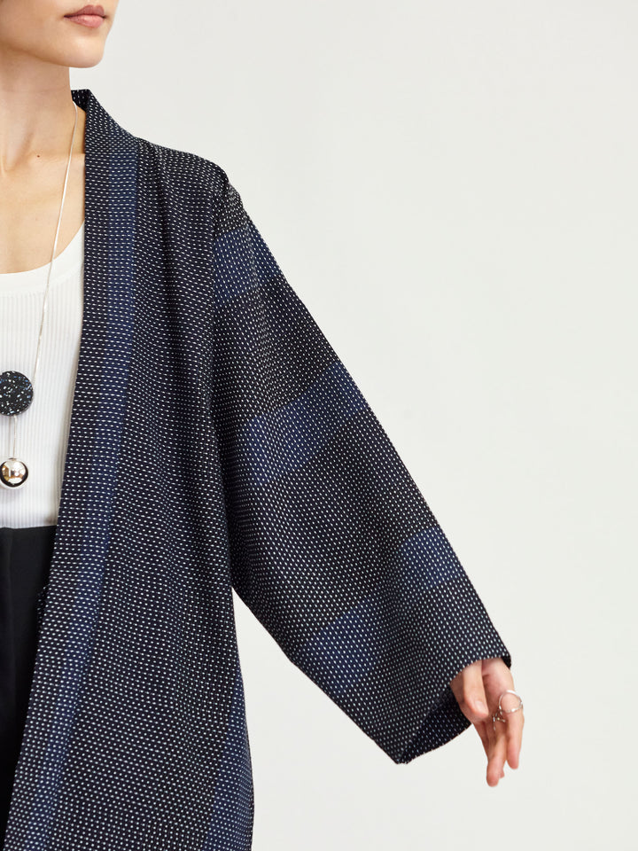 羽織　藍染　綿　J-38 都鳥羽織長和服外套（藍染） | Japan Objects Store