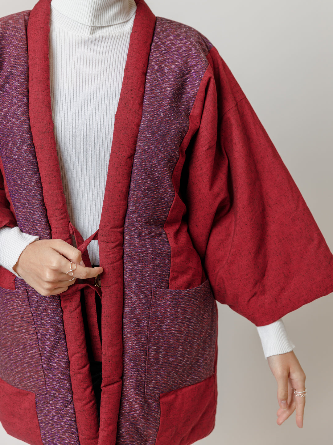 10% OFF Made in Japan Hanten Jacket Padding Wadded Full Striped Japanese Pattern Handmade Kimono Robe Warm shops Cozy Jacket