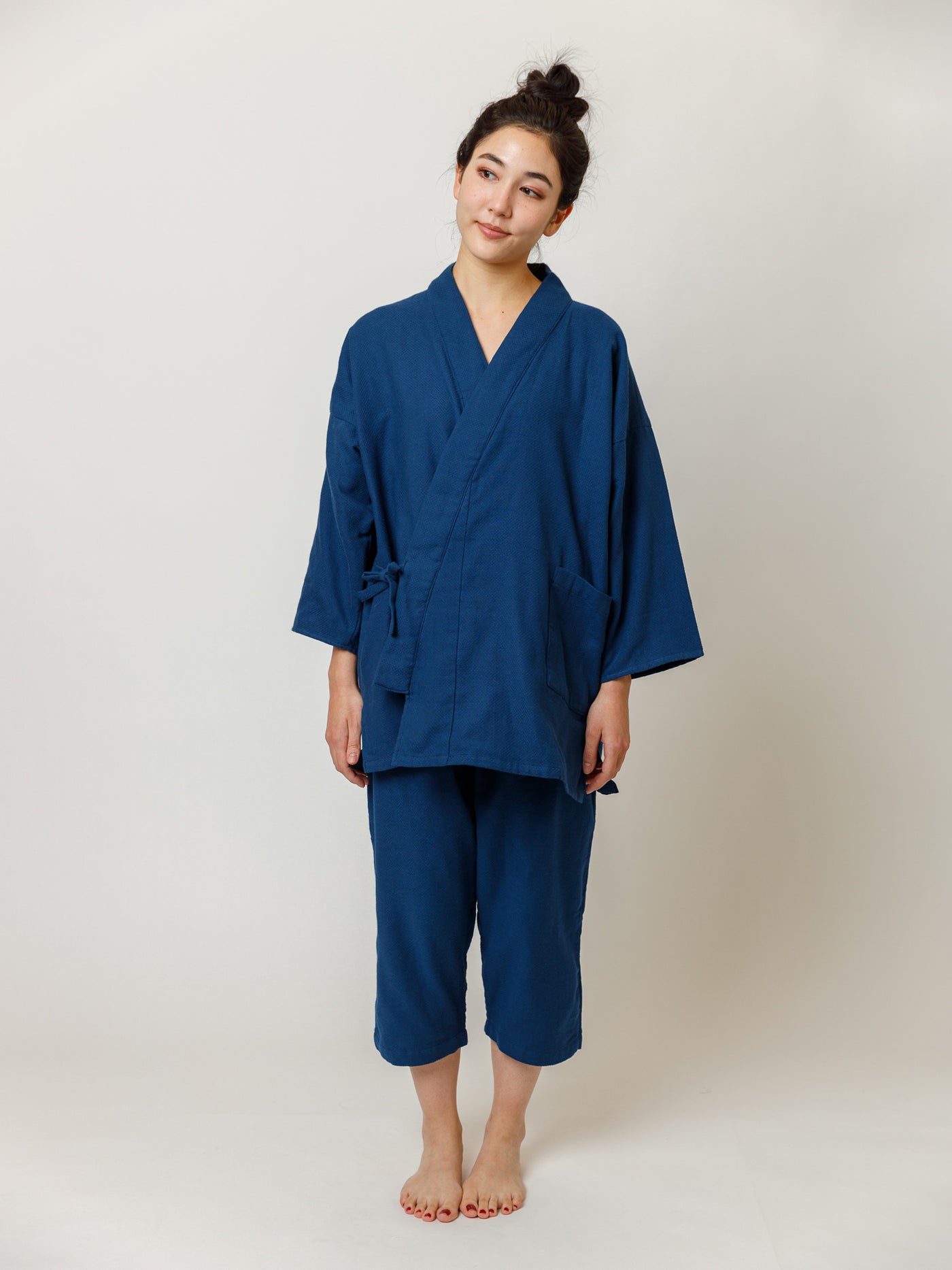Samue Cotton Gauze Pajama Set in Indigo